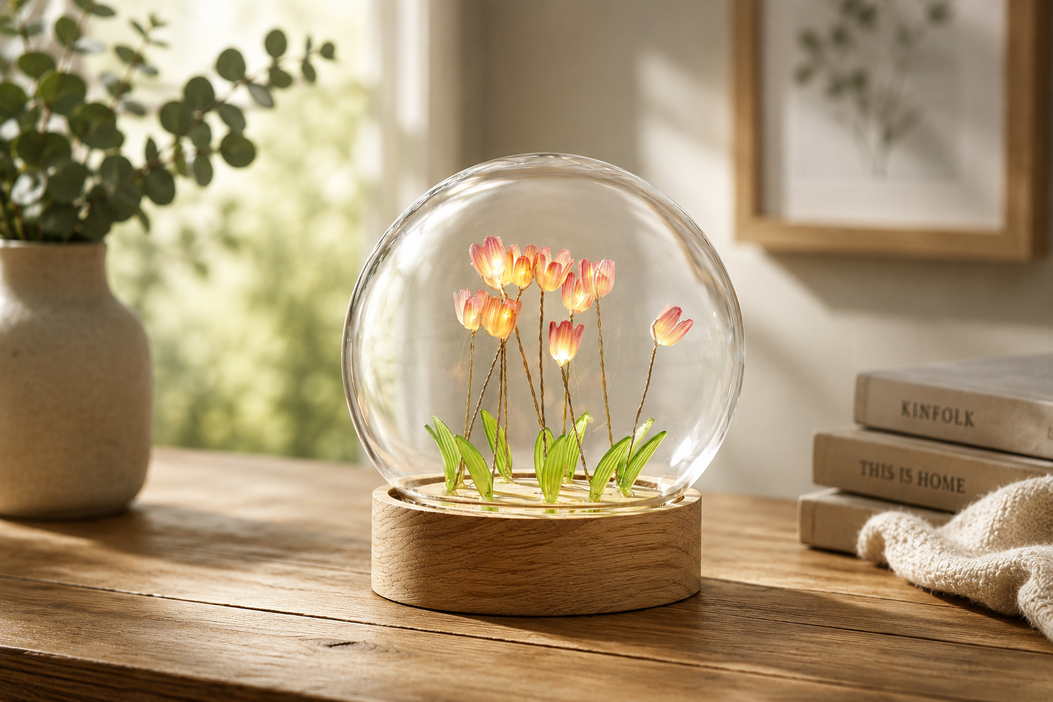 LED Glaskugel Tulpen | Leuchtende Sommerdeko aus Glas