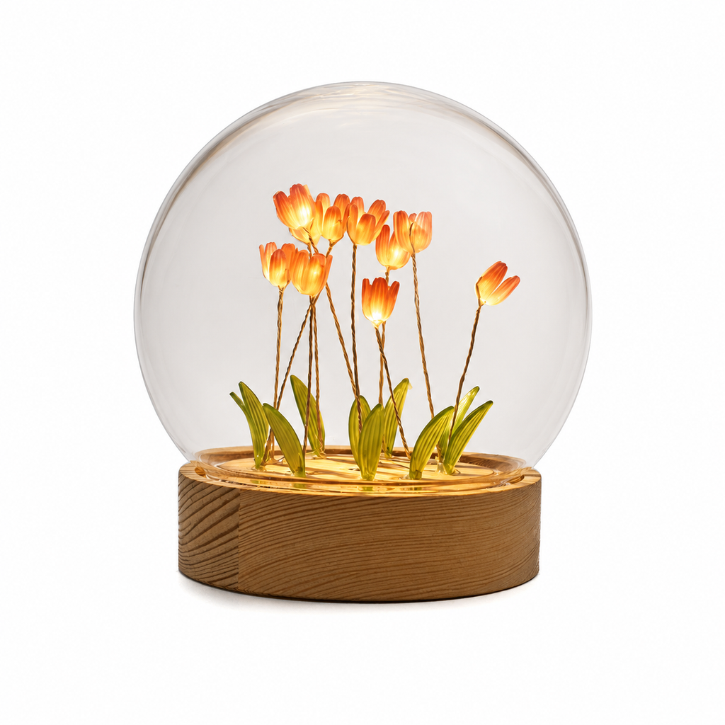 LED Glaskugel Tulpen | Leuchtende Sommerdeko aus Glas