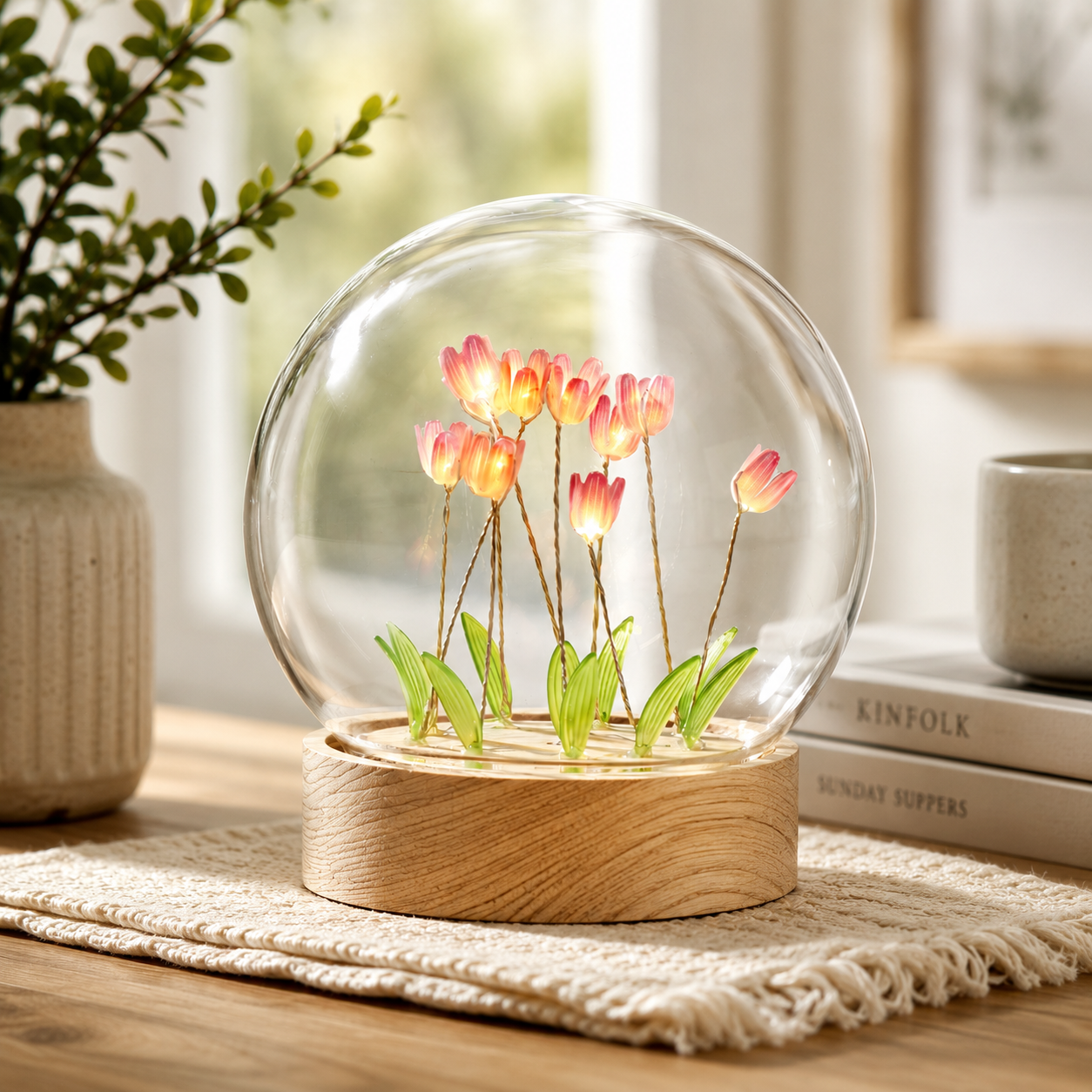 LED Glaskugel Tulpen | Leuchtende Sommerdeko aus Glas