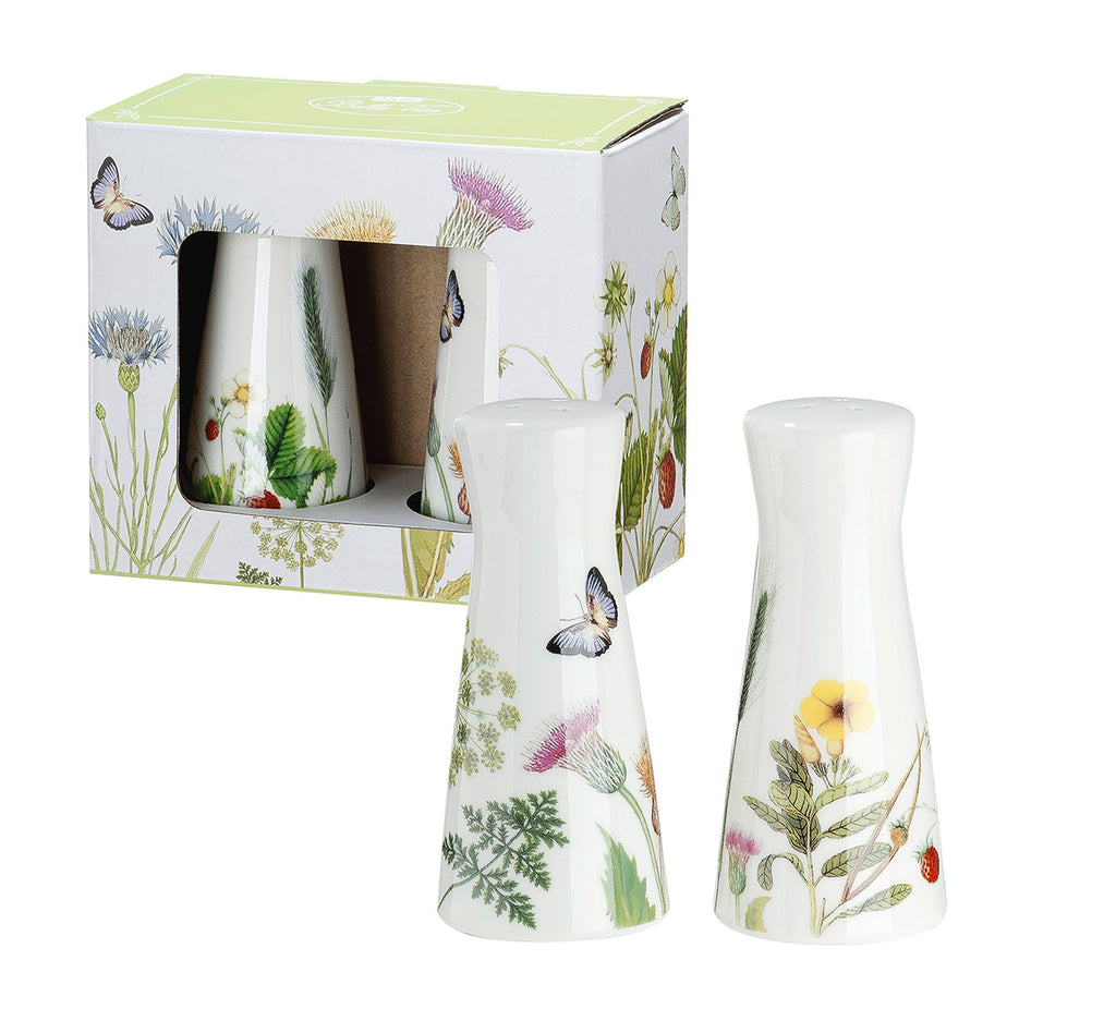 GILDE Salz- & Pfefferstreuer „Wild Flowers“ – Porzellan mit Blumen- & Schmetterlingsmotiv