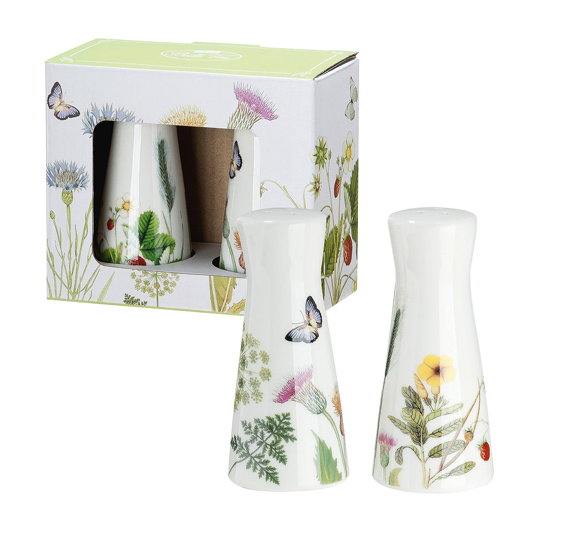 GILDE Salz- & Pfefferstreuer „Wild Flowers“ – Porzellan mit Blumen- & Schmetterlingsmotiv