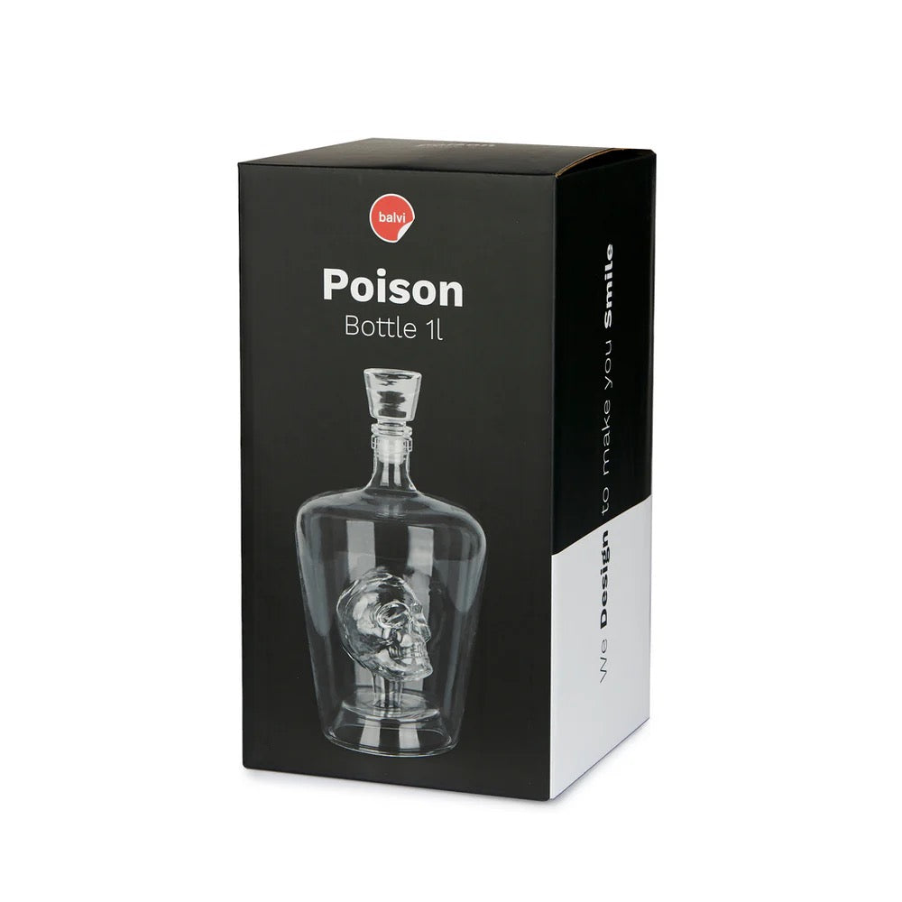 Whisky Dekanter 1L mit Totenkopf aus Glas – Karaffe für Rum & Gin