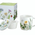 GILDE Wild Flowers Teetasse mit Porzellan-Teesieb & Deckel – 300 ml Teebecher mit Blumenmotiv