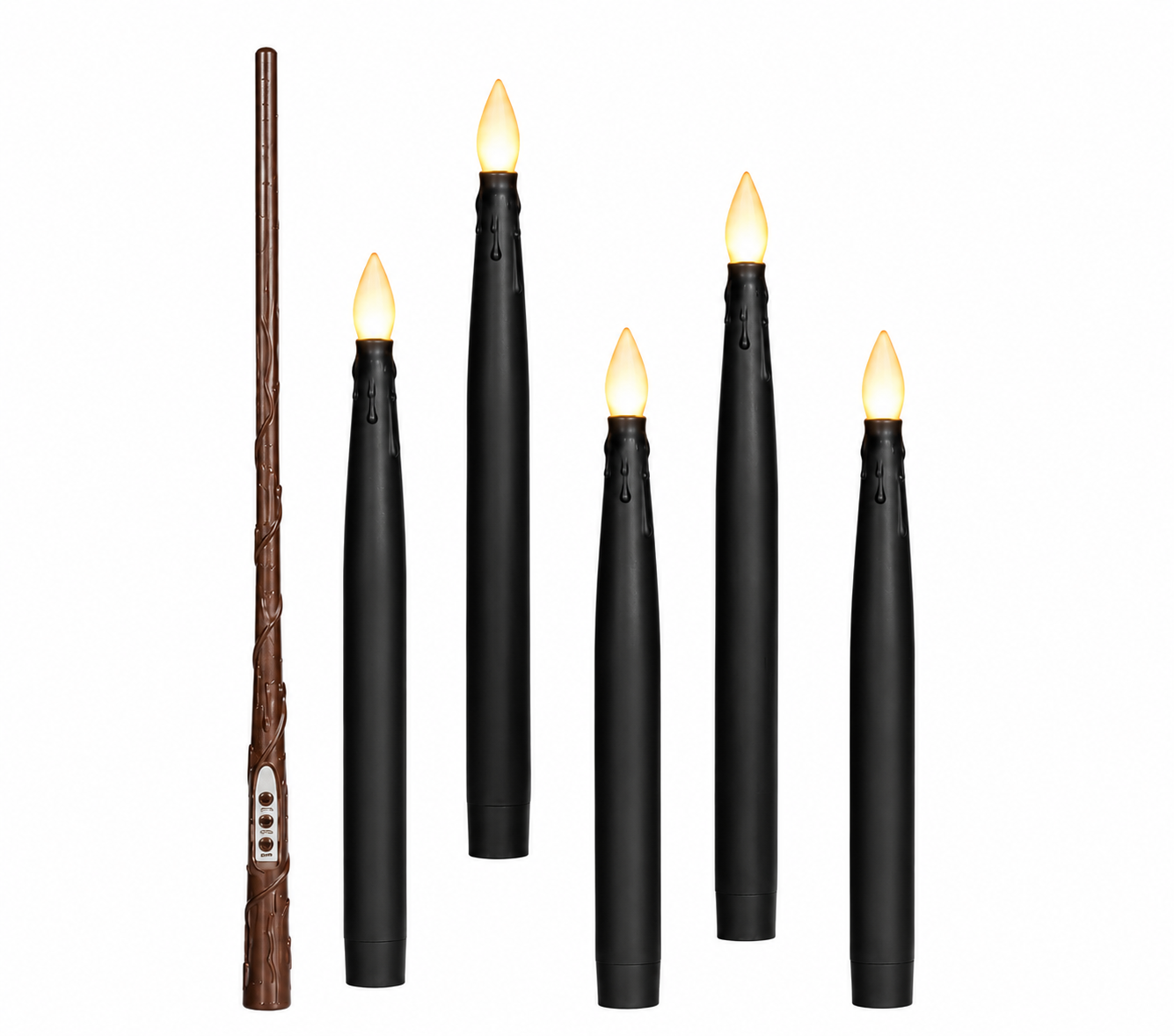 Schwebende LED-Kerzen mit Zauberstab – 5er Set in Schwarz | Anna's Collection