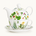 GILDE Tea-for-One Set „Wildblumen“ – Teekanne mit Tasse & Untertasse aus Porzellan