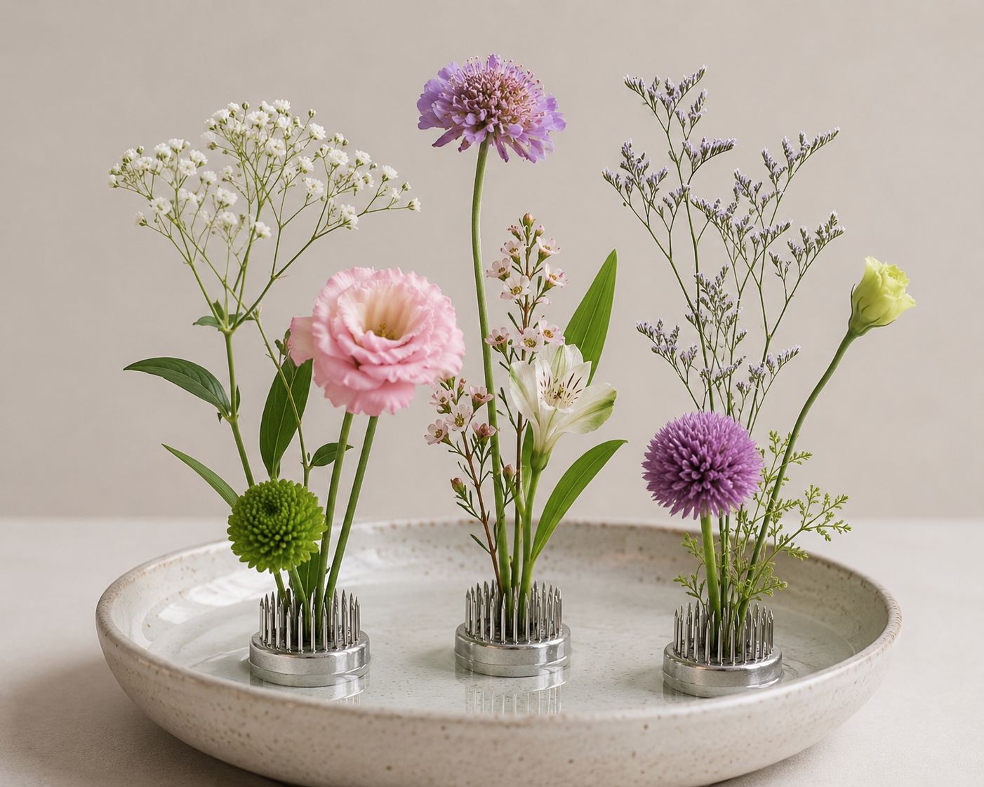 Ikebana Blumenigel 3er Set Ø 2,2 cm – Kenzan Steckigel aus Metall
